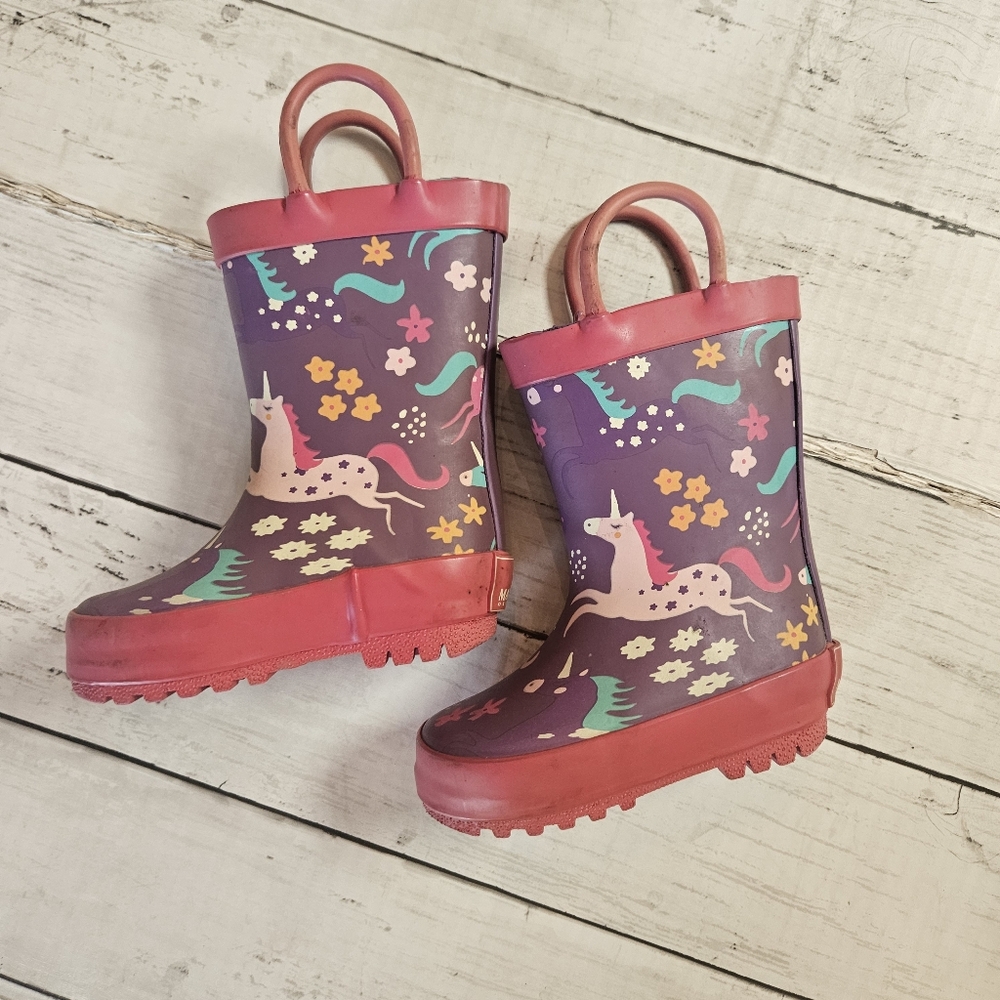 Magellan Rain Boots Toddler Size 5 Purple Unicorn